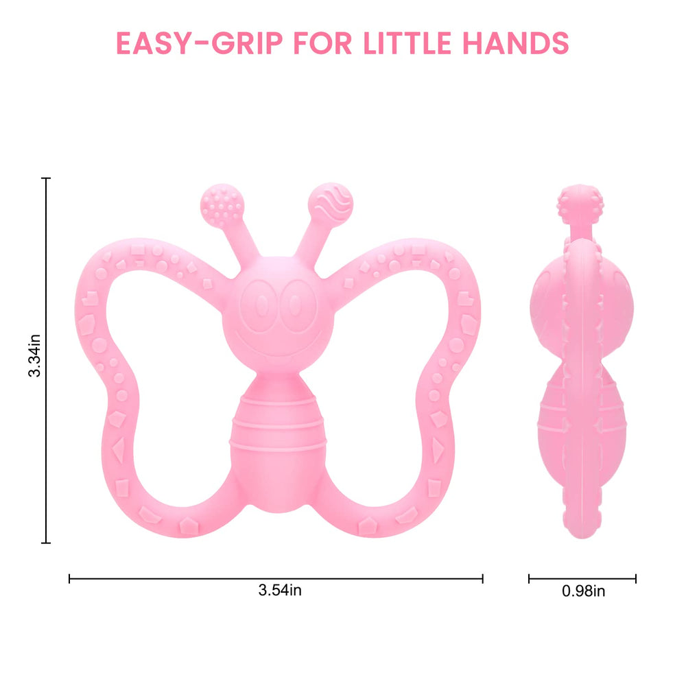 MISSLILI ergonomic-hold teether designed for small hands during mouthing