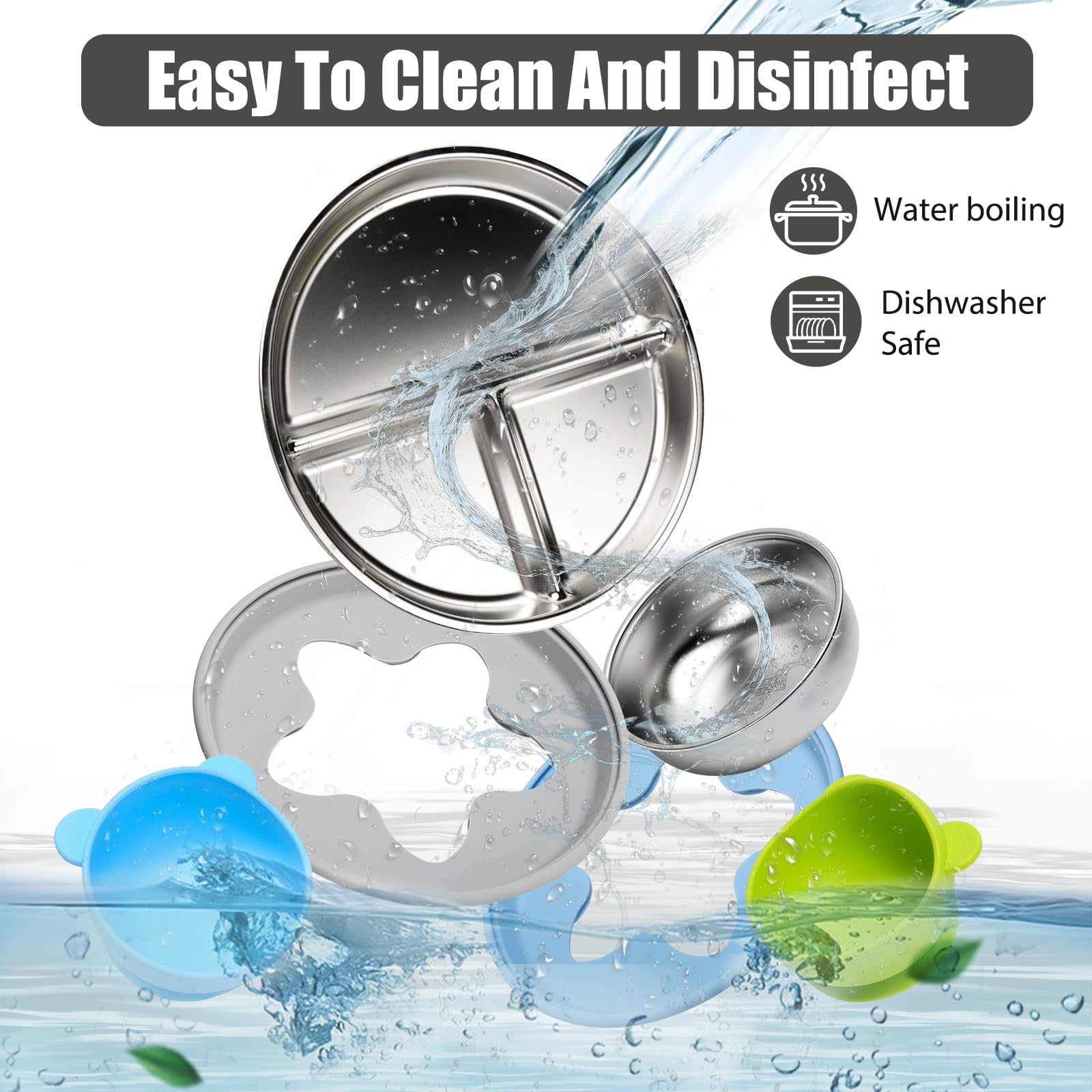 Misslili ergonomic tray aids self-feeding and portion control for toddlers.