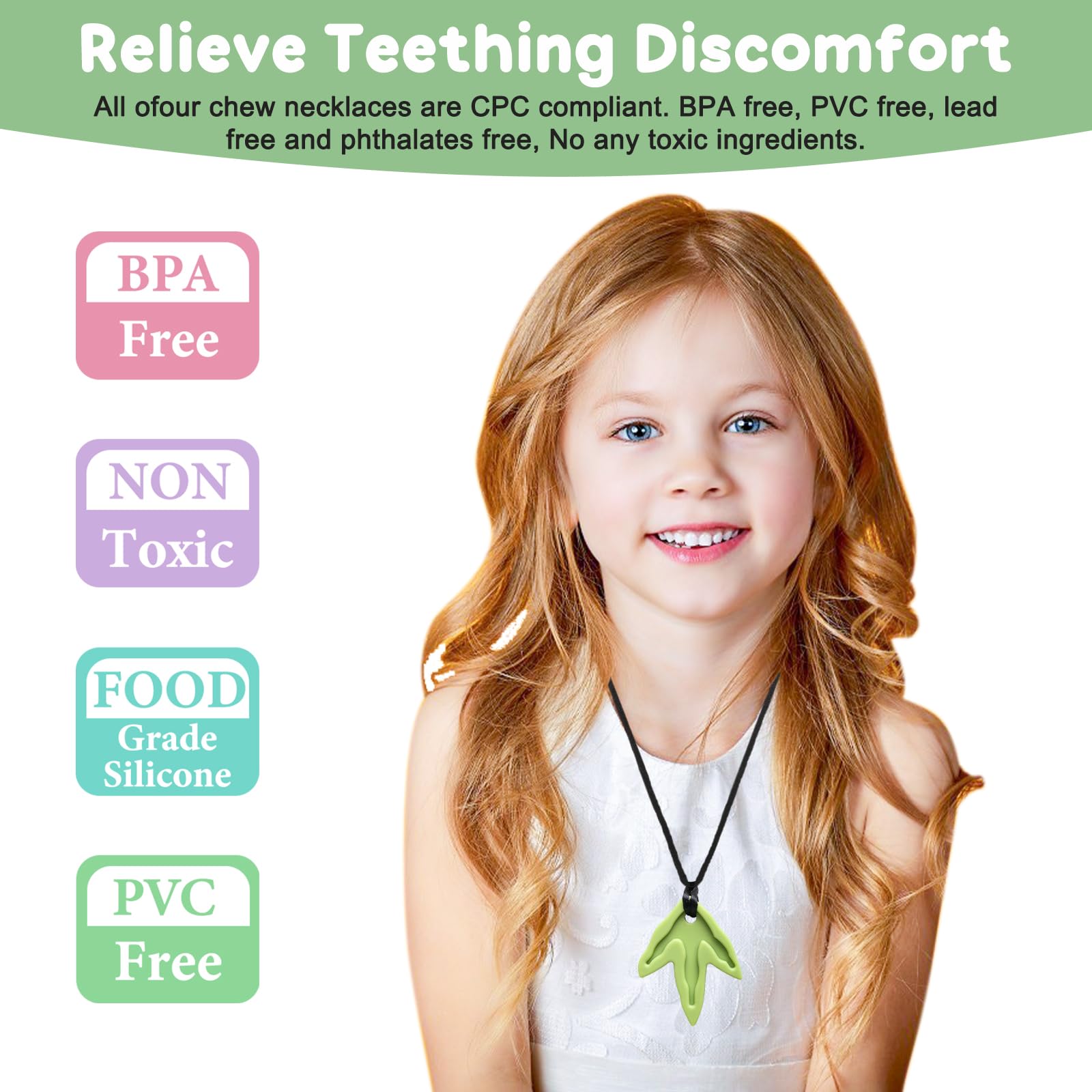 MISSLILI dinosaur chew necklace beige color for versatile wear