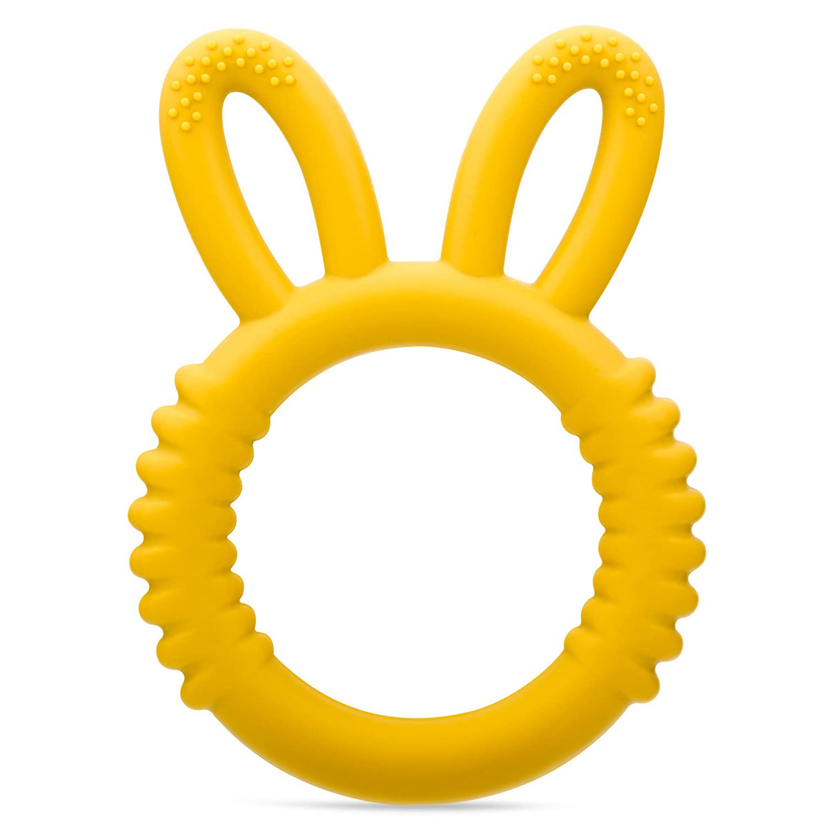misslili silicone babies teether yellow ring helps soothe sore gums during teething