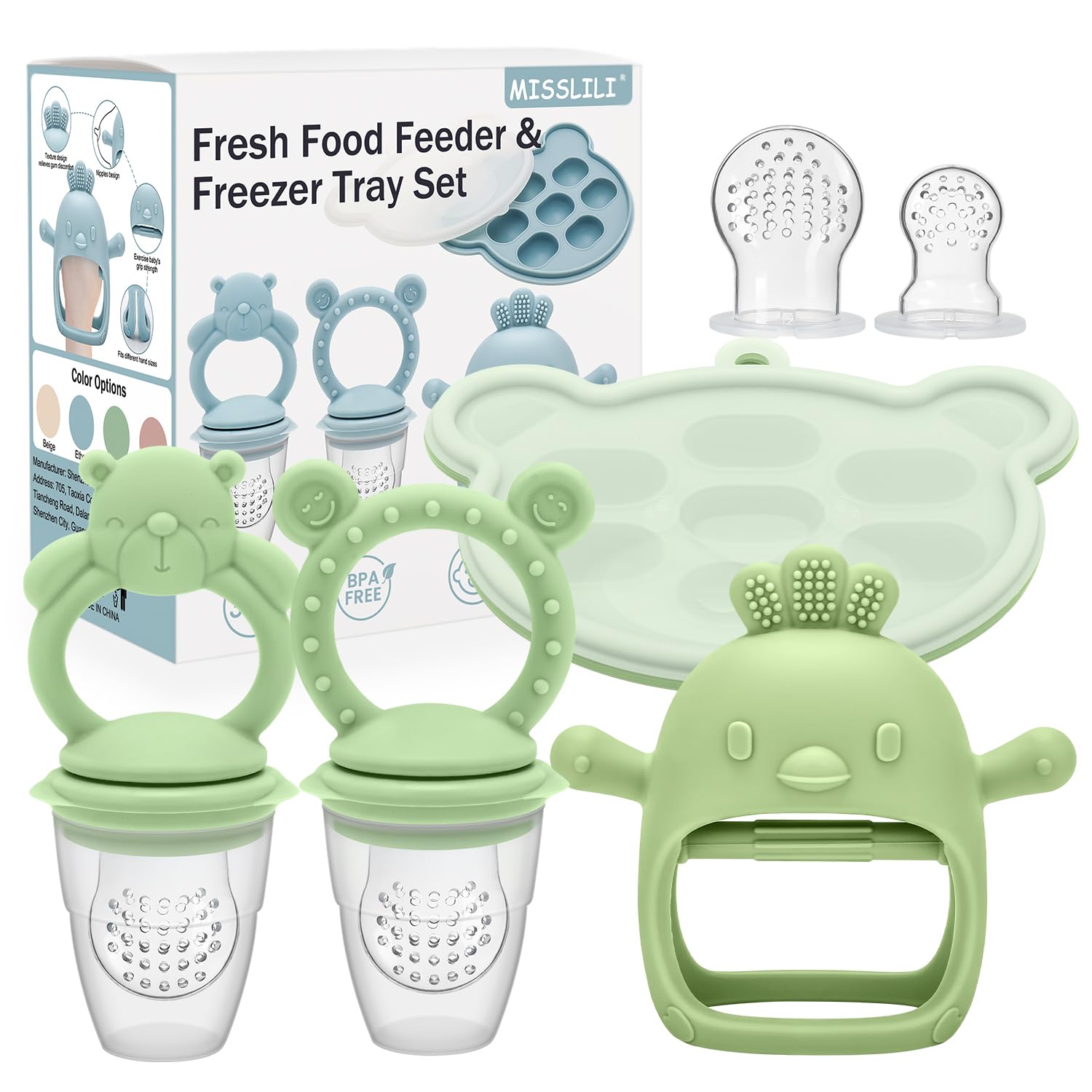 MISSLILI silicone teething mitten on baby's hand for soothing teething relief.