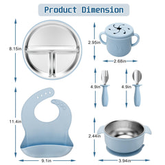Misslili blue suction plates closeup showing anti-slip base for spill-free meals