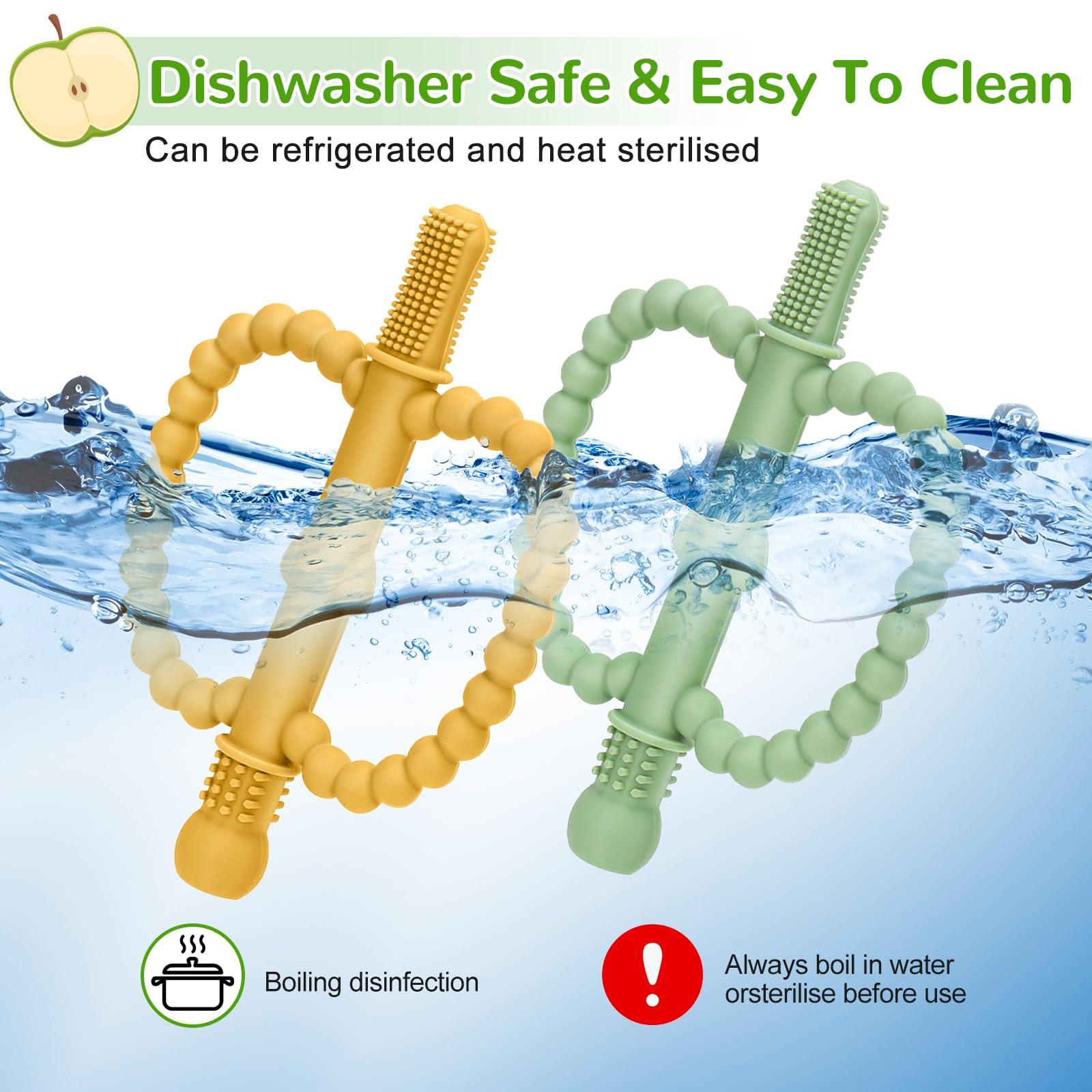 MISSLILI teether is dishwasher safe and boil-safe for cleaning