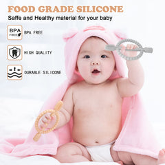 MISSLILI soft silicone teether with dual-texture surface for soothing gums.