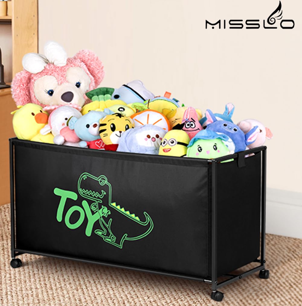 MISSLO black toy box ideal for living room storage and play areas.