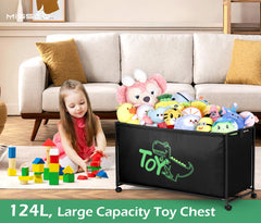 MISSLO toy box features a sturdy metal frame that maintains shape.