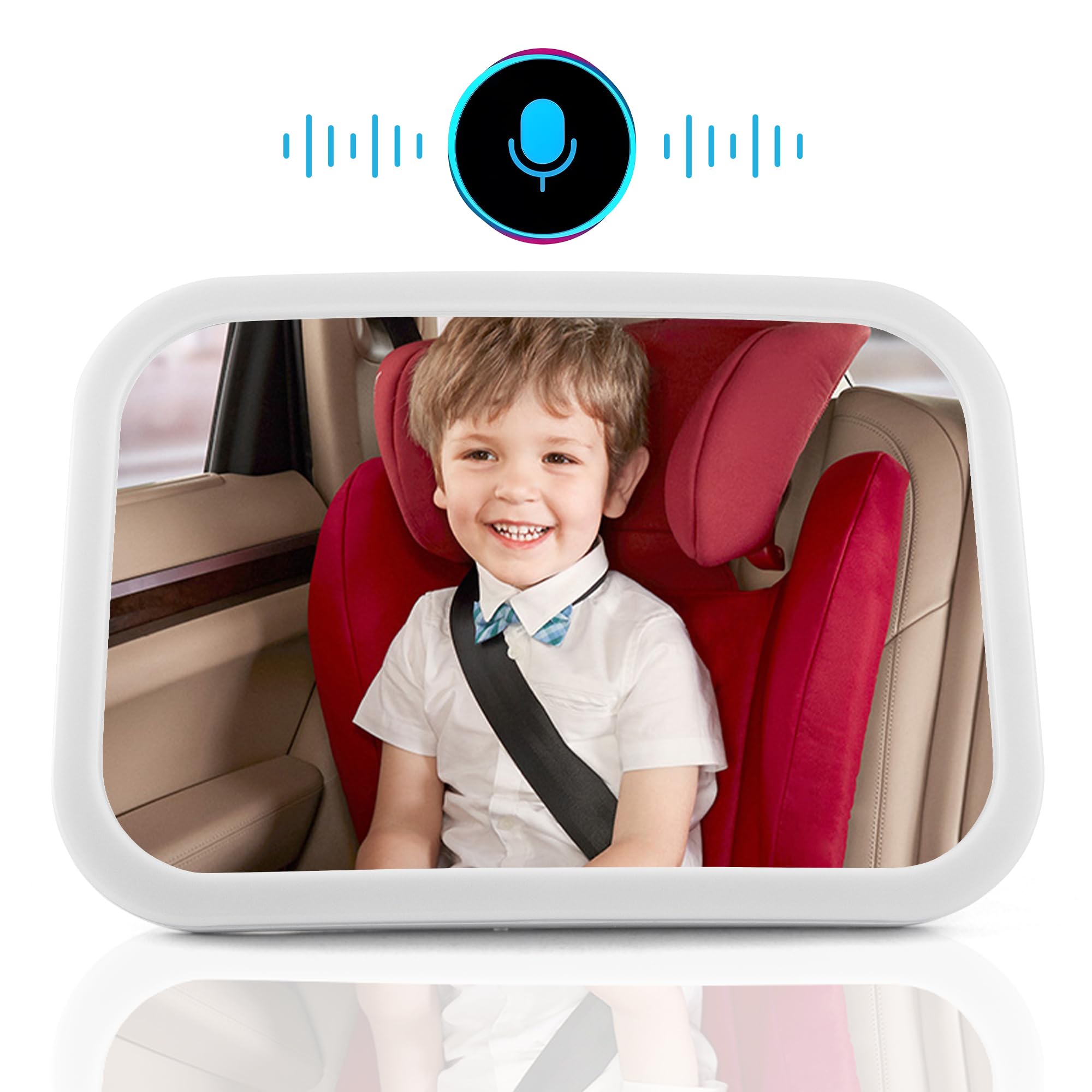 MissMeeca Baby Car Mirror Voice Control lets you adjust angles hands-free.