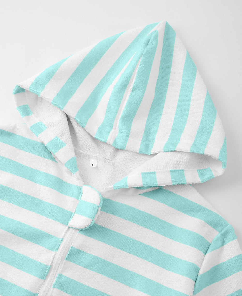 MissShorthair kids hooded towel poncho pocket detail highlights handy front pockets.