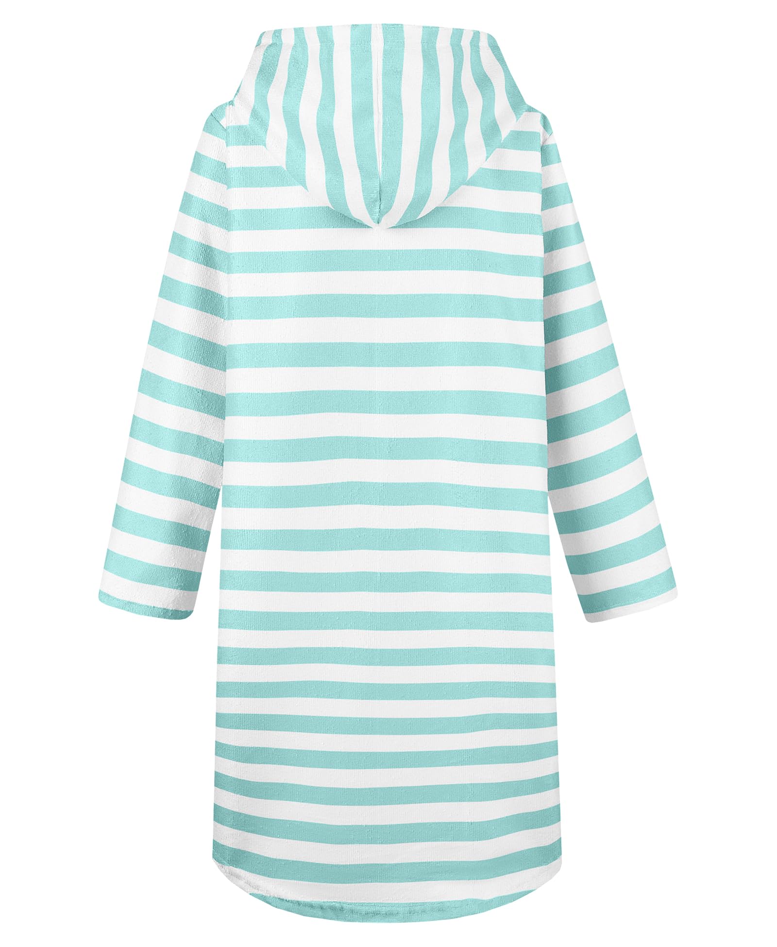 MissShorthair kids hooded towel poncho poolside-use demonstrates quick drying after swim.