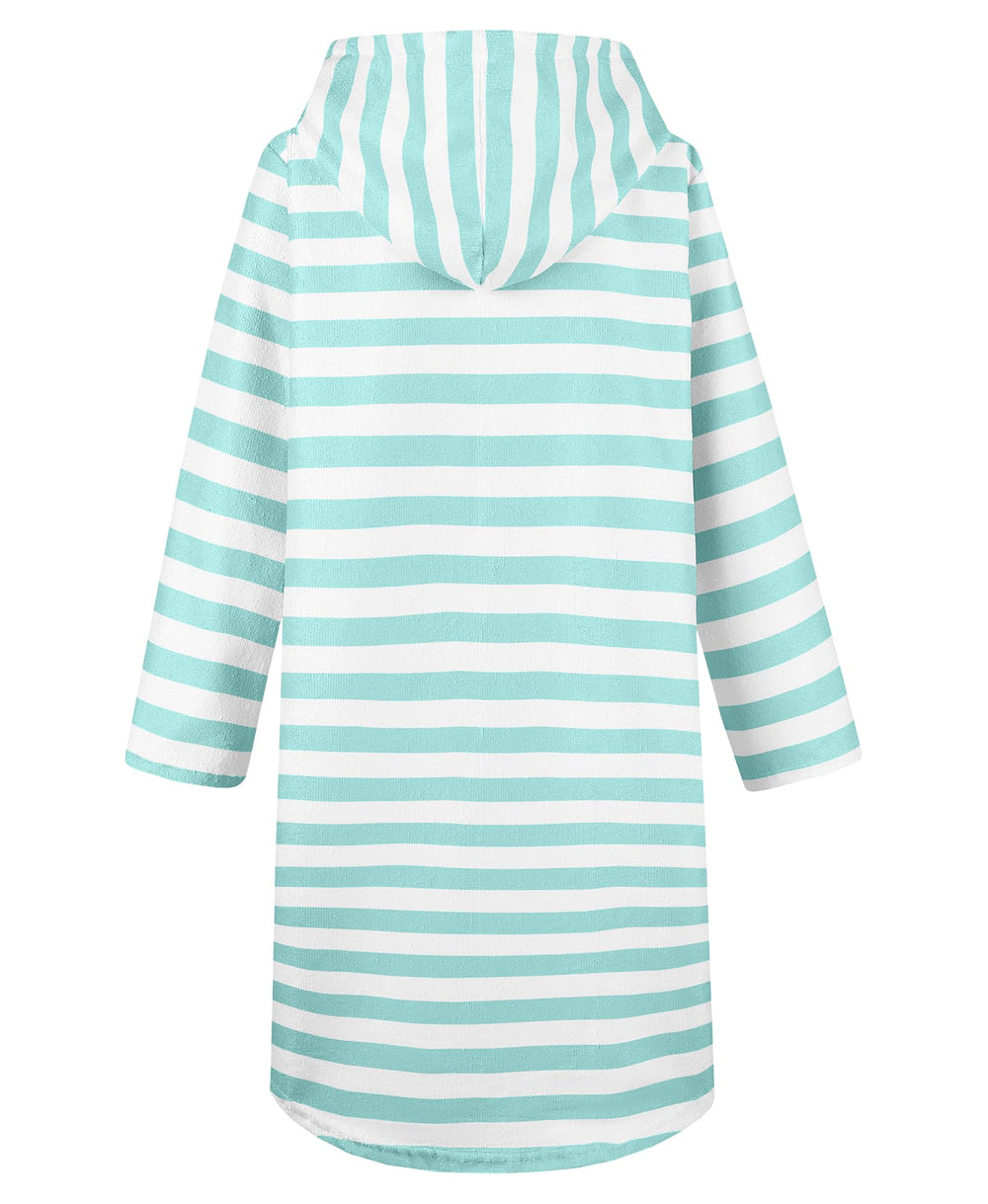 MissShorthair kids hooded towel poncho poolside-use demonstrates quick drying after swim.