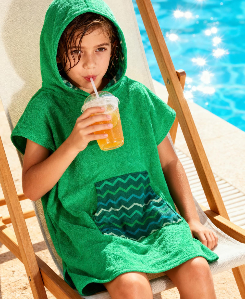 MissShorthair towel poncho for kids, size XS to M, growing with your child.