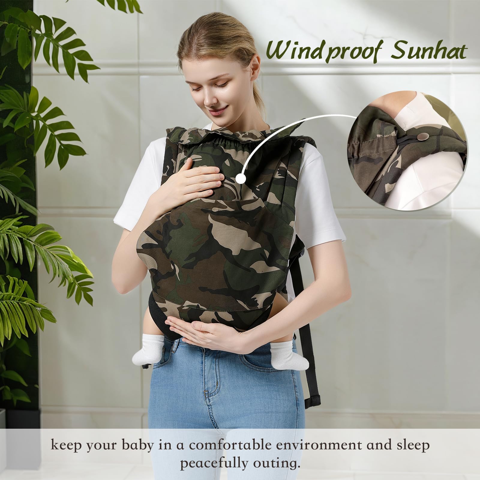 MISSWISDOM camouflage windproof cap image shows shade and wind protection