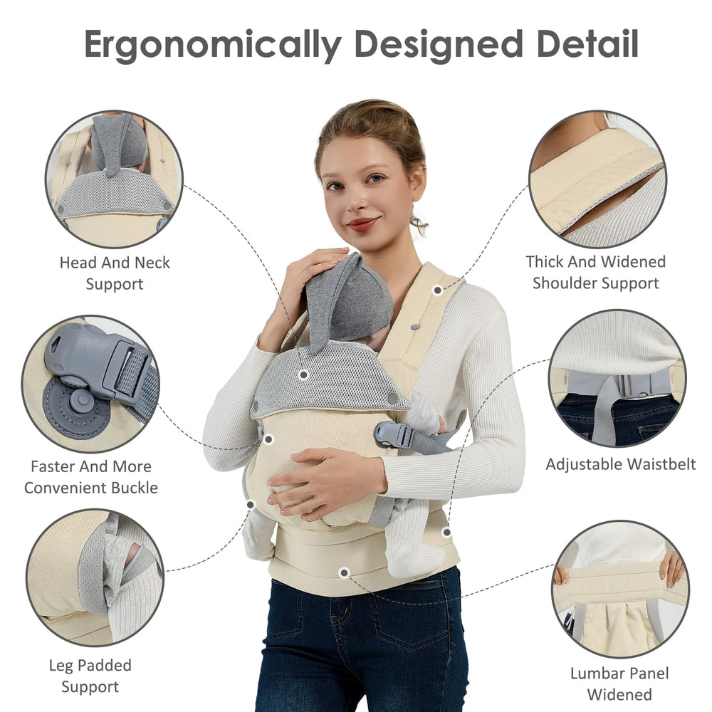 MISSWISDOM baby carrier cream adjustable-shoulder-straps for growing child