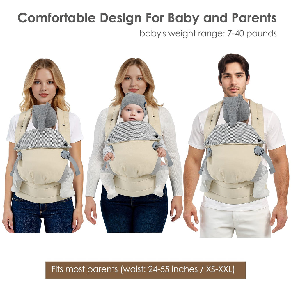 MISSWISDOM baby carrier cream back-cross-design supports ergonomic comfort