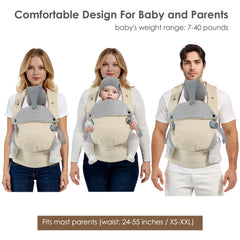 MISSWISDOM baby carrier cream back-cross-design supports ergonomic comfort