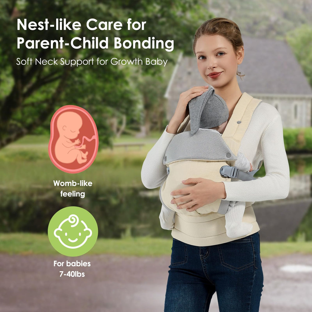 MISSWISDOM baby carrier cream outdoor-family-use for hands-free outings
