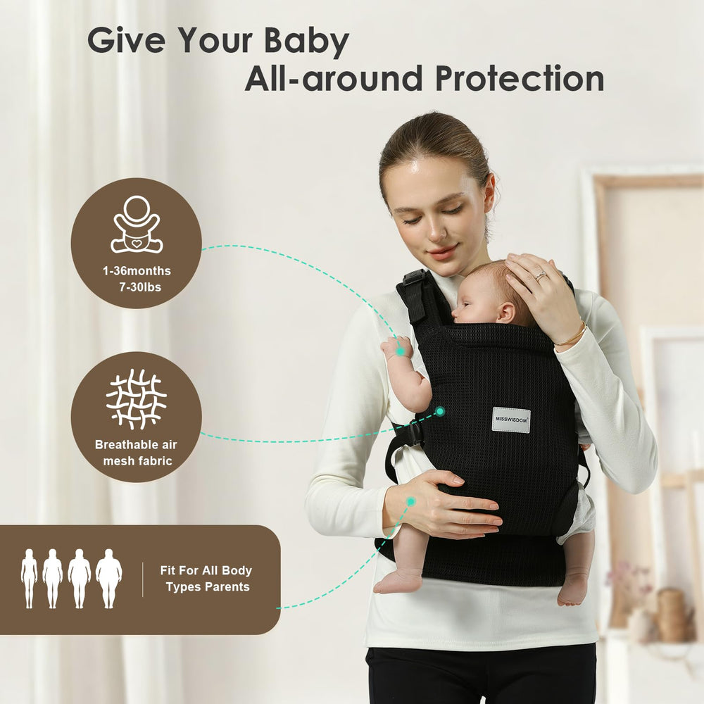 MISSWISDOM baby carrier cross-shoulder straps provide balanced weight distribution