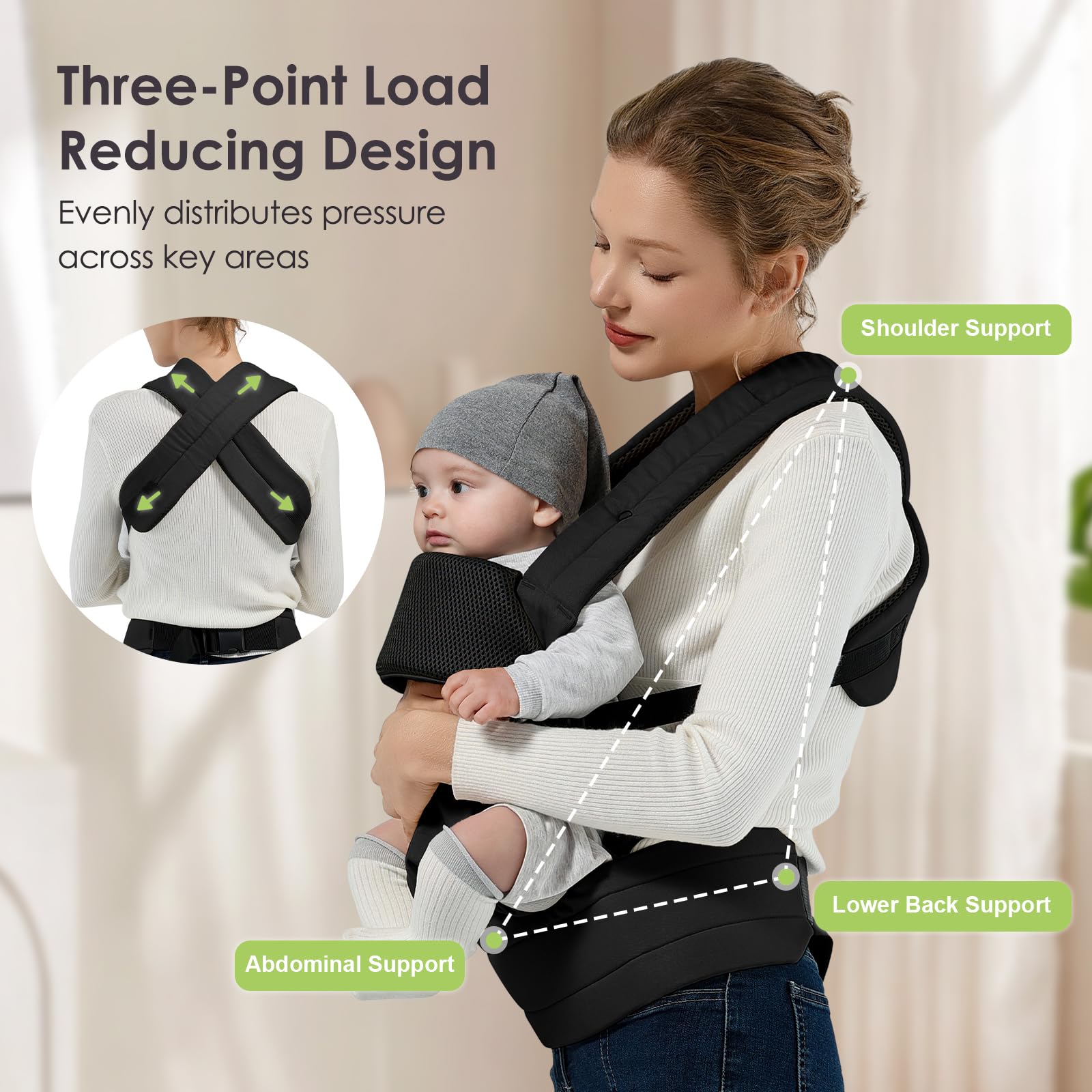 MISSWISDOM baby carrier easy-wear-guide helps quick setup.