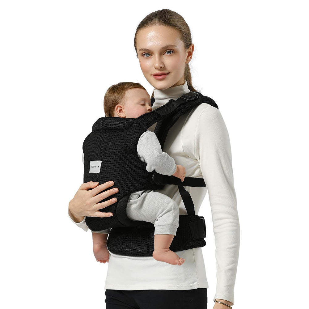 MISSWISDOM baby carrier lumbar-support closeup highlighting ergonomic load distribution