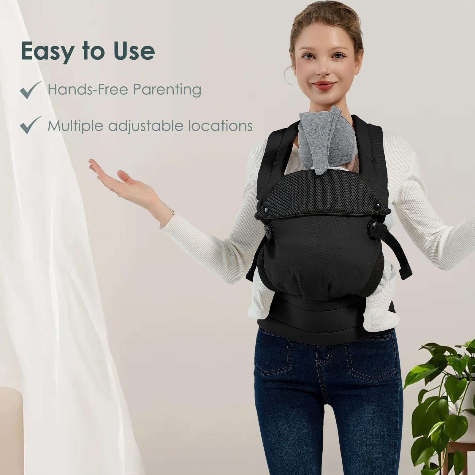MISSWISDOM baby carrier newborn-toddler-use supports versatile carry.