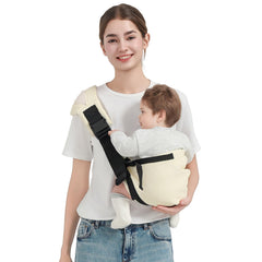 MISSWISDOM Baby Sling Carrier front view in beige for hands-free daily tasks.