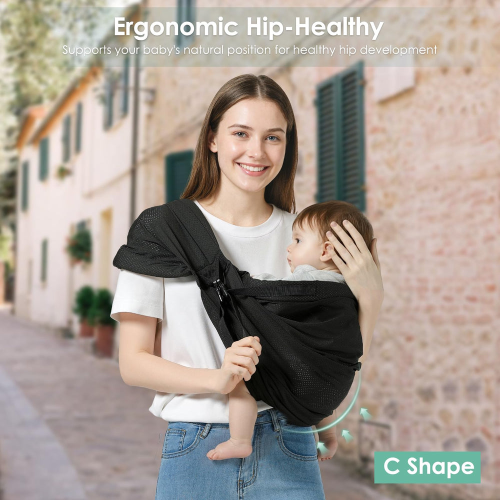 MISSWISDOM sling with chest adjustment belt helps you hold baby closer securely.