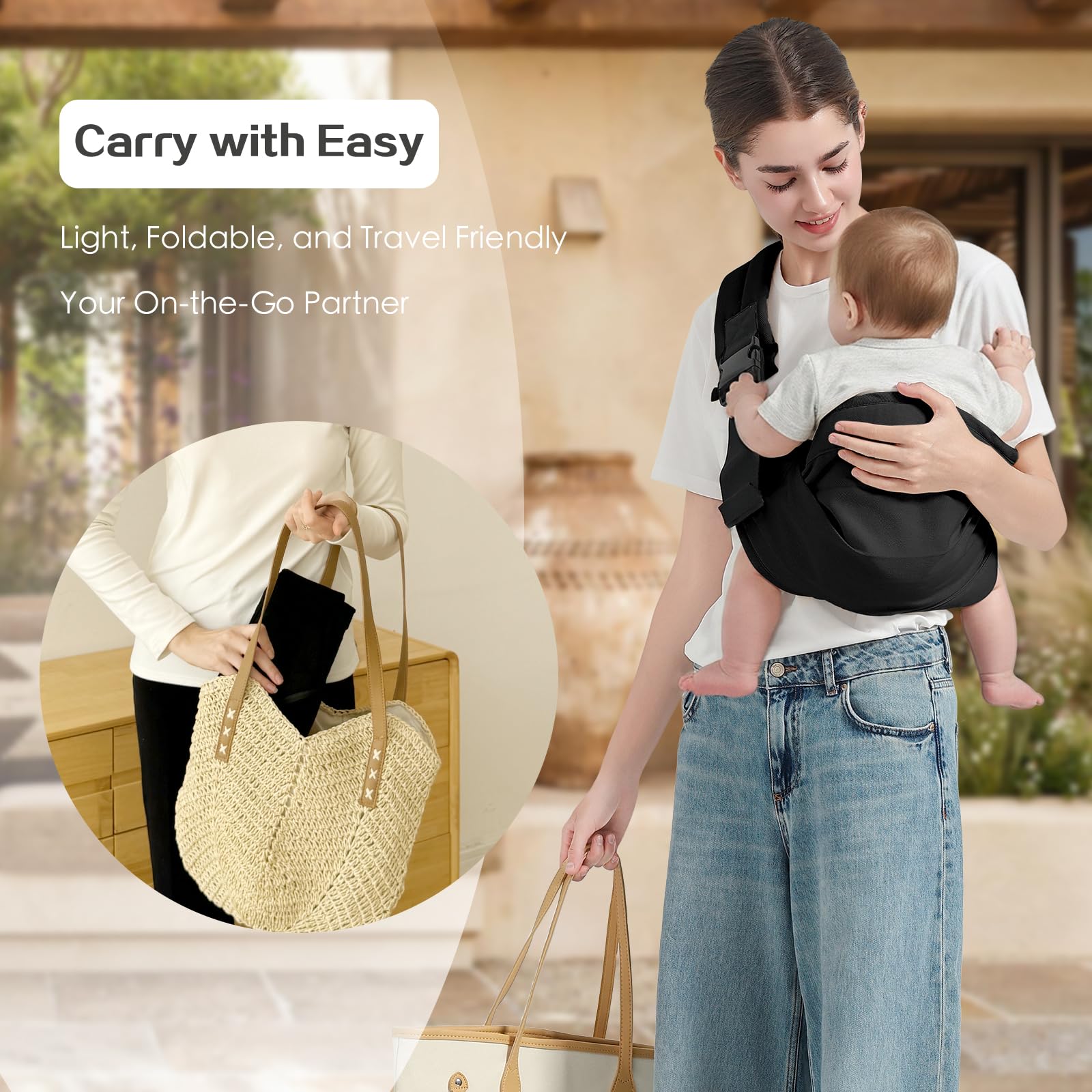 MISSWISDOM baby sling fabric texture close-up emphasizes breathable material and comfort.