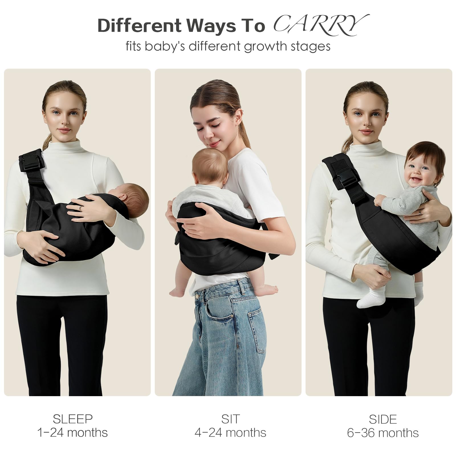 MISSWISDOM baby sling newborn wrap image shows gentle support for calm early bonding.