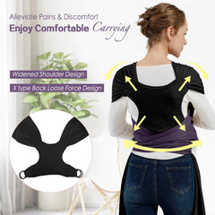 MissWISDOM Baby Wraps Carrier height adjusts to fit 1–36 months