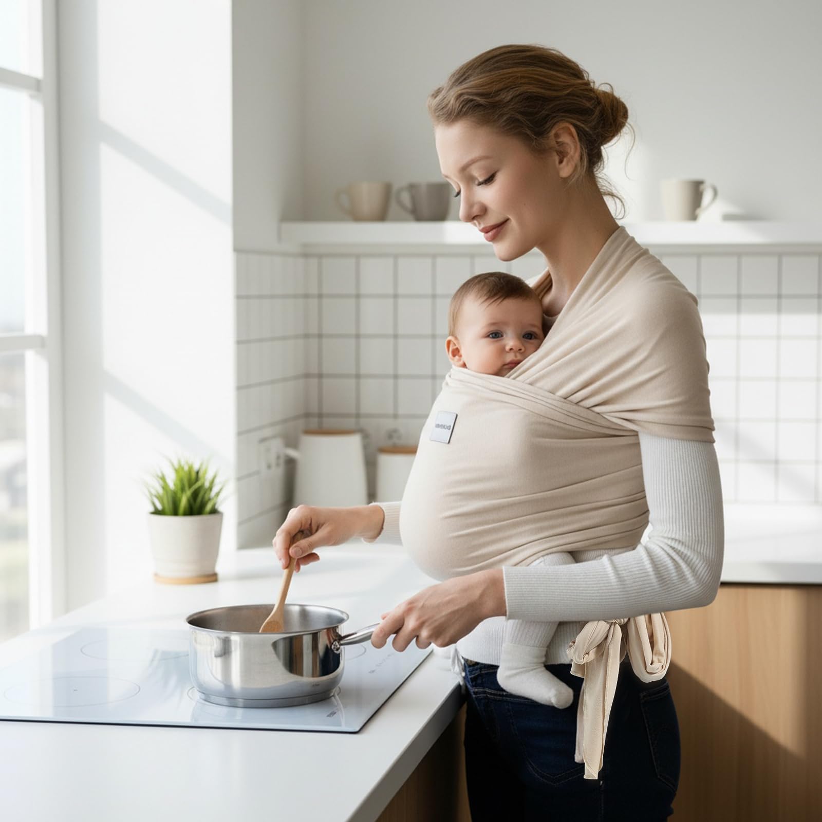 MISSWISDOM baby wraps carrier breathable fabric keeps baby cool and comfortable.