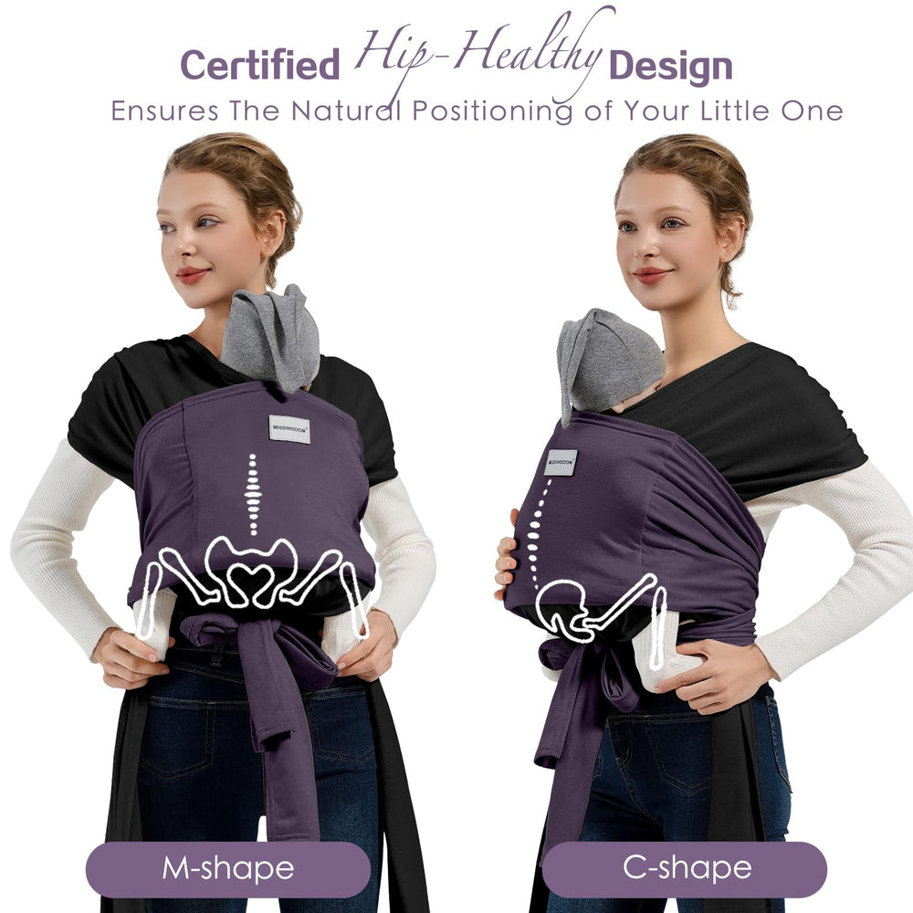 MissWISDOM Baby Wraps Carrier features broad shoulder straps reducing shoulder and neck strain