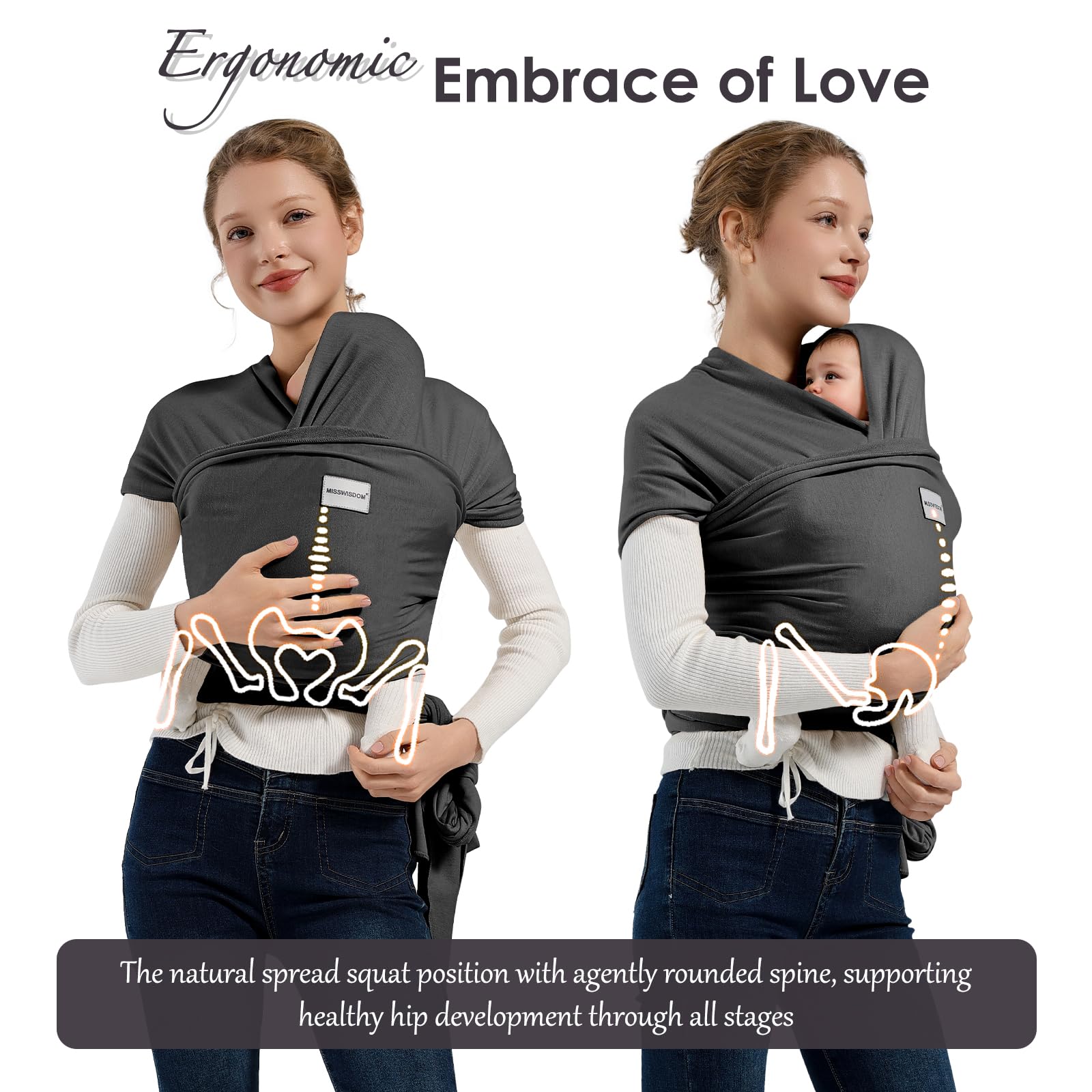 MISSWISDOM hip-healthy design emphasizes safe positioning for growing babies