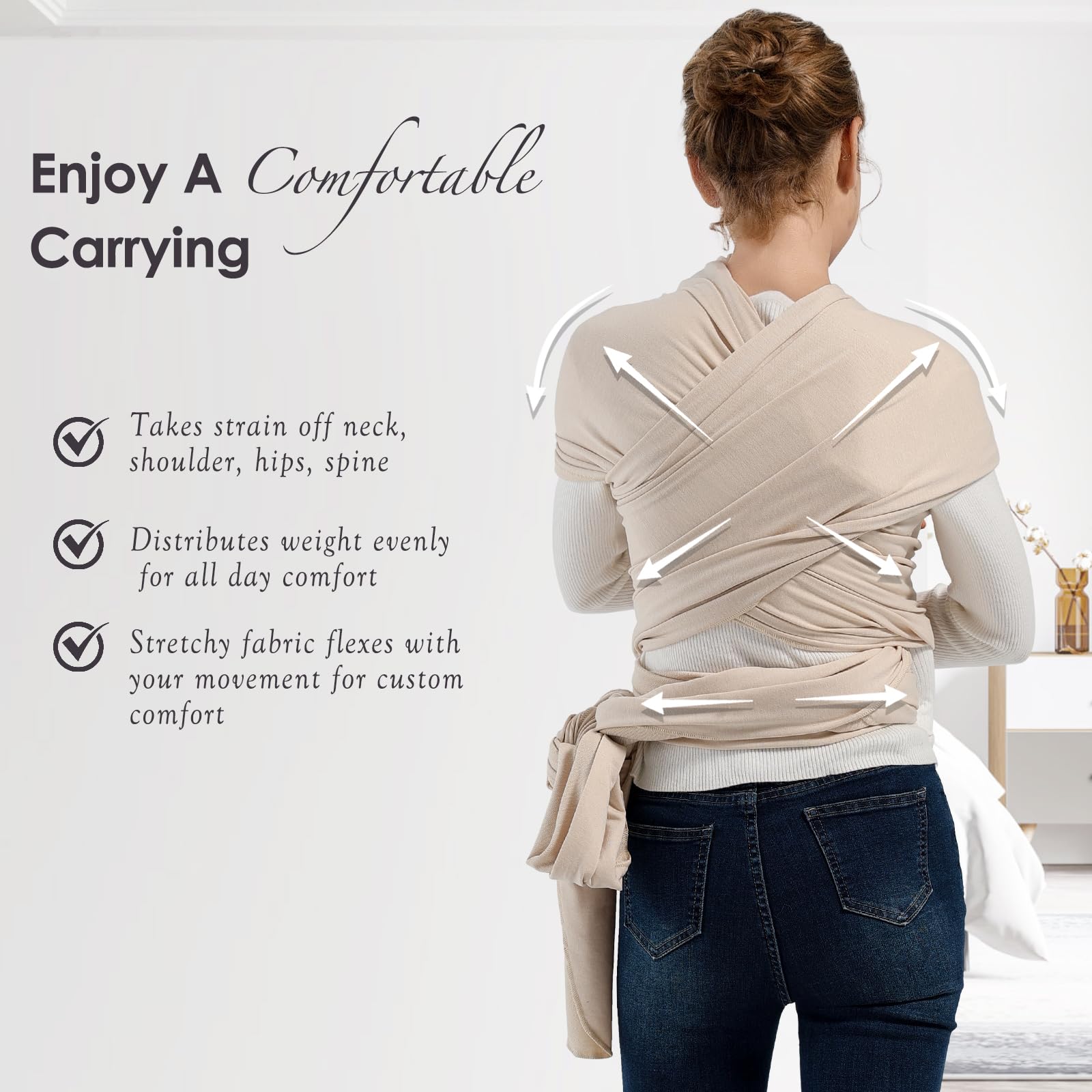 MISSWISDOM baby wrap suits travel with lightweight, adjustable fit for various bodies.