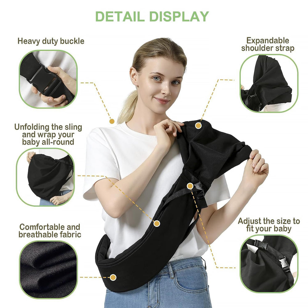 MISSWISDOM easy-to-wear wrap with instruction manual makes first trips simple.