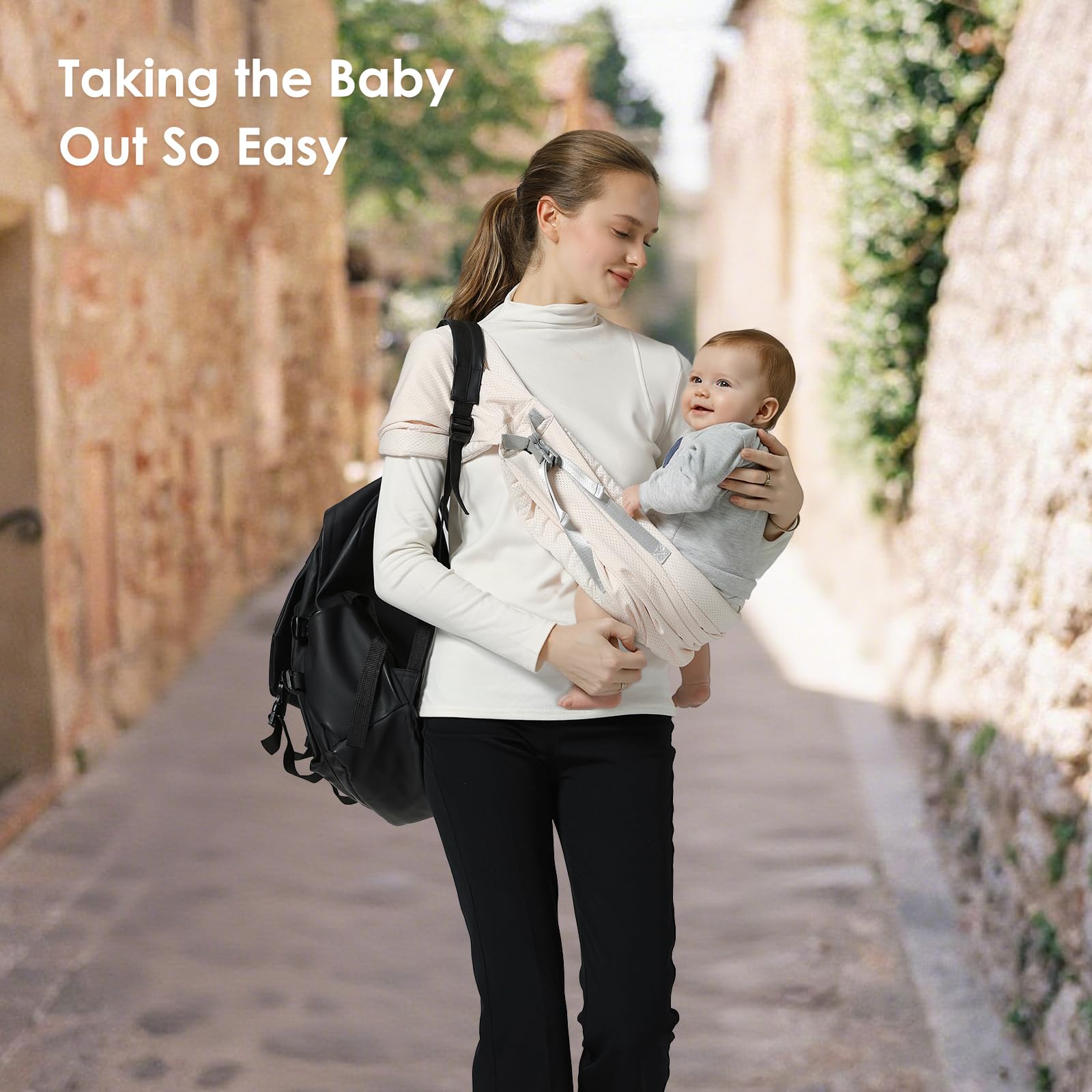 MISSWISDOM infant-toddler-wrap-carrier-durable-strap supports growth from newborn to toddler