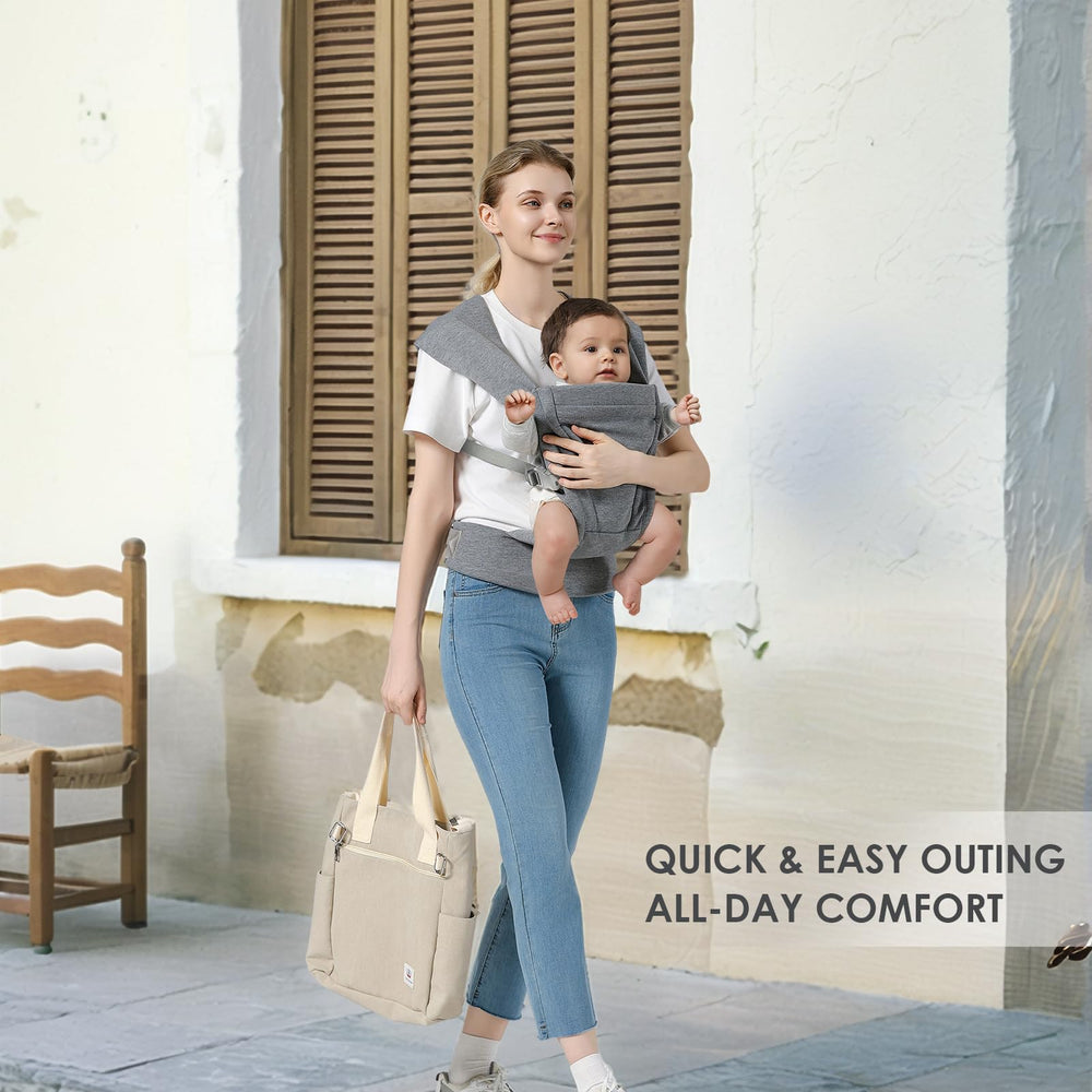MISSWISDOM light-grey fabric offers a sleek, everyday carrier look.
