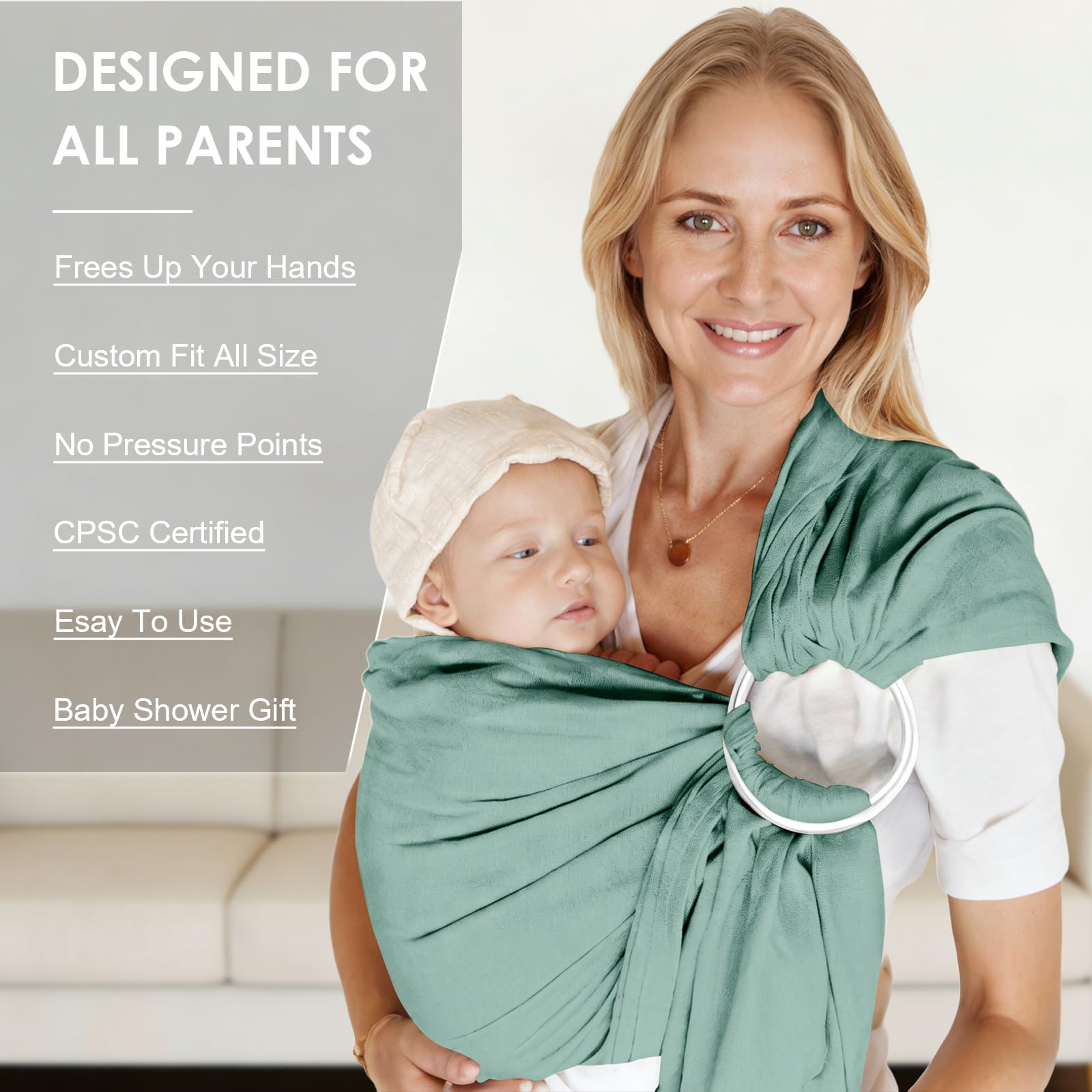 MISSWISDOM ring sling shows uterine-environment feel for soothing strolls.