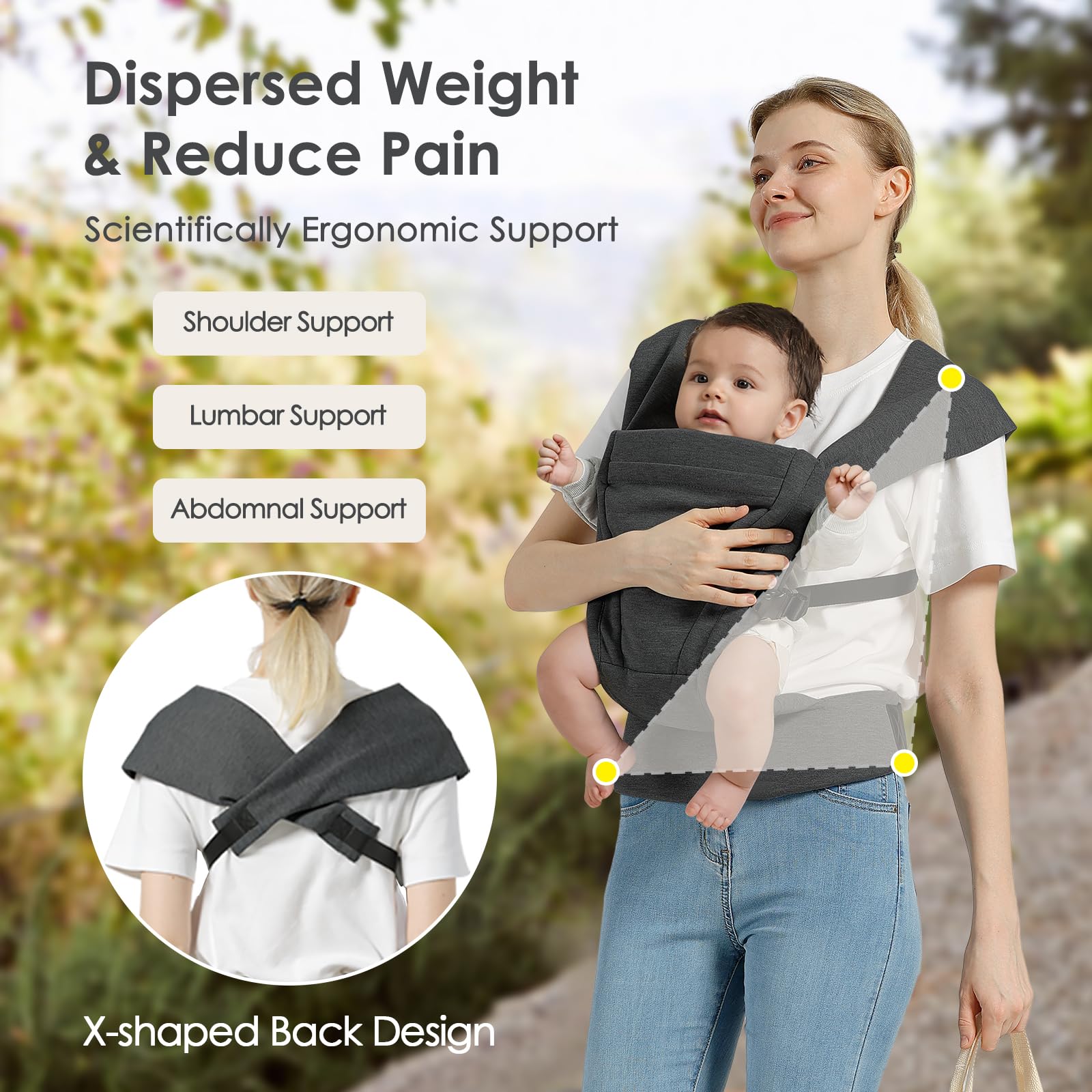 MISSWISDOM X-shaped back demonstrates weight distribution for stability.