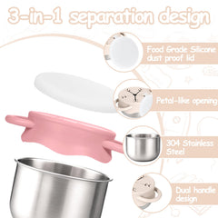 Mity rain dual-handles provide secure grip for independent snacking.