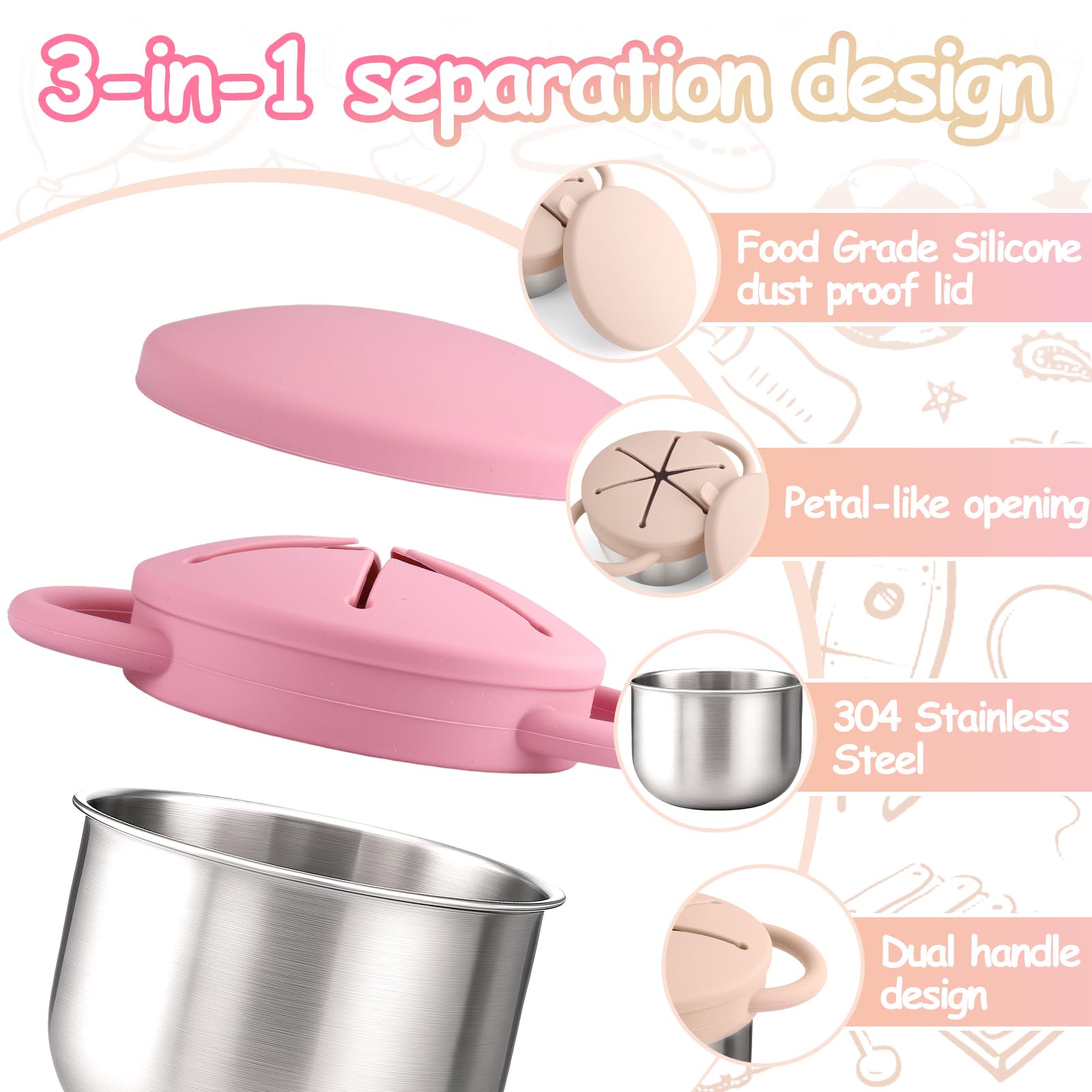 Mity Rain 2-pack petal-opening lid for controlled snacking.