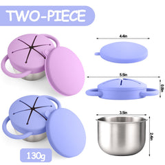Mity Rain 2-pack silicone lids top view shows spill-proof design for mess-free meals.