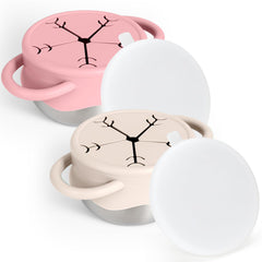 Mity rain stainless steel snack base for mess-free on-the-go snacking.