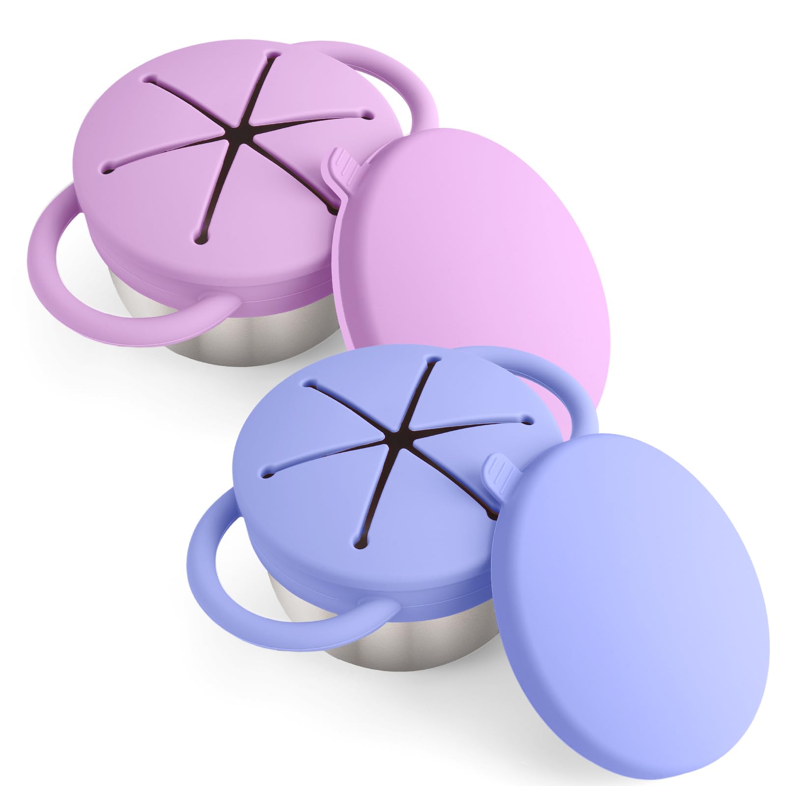 Mity Rain 2-pack stainless steel snack containers base view highlights durable everyday use.