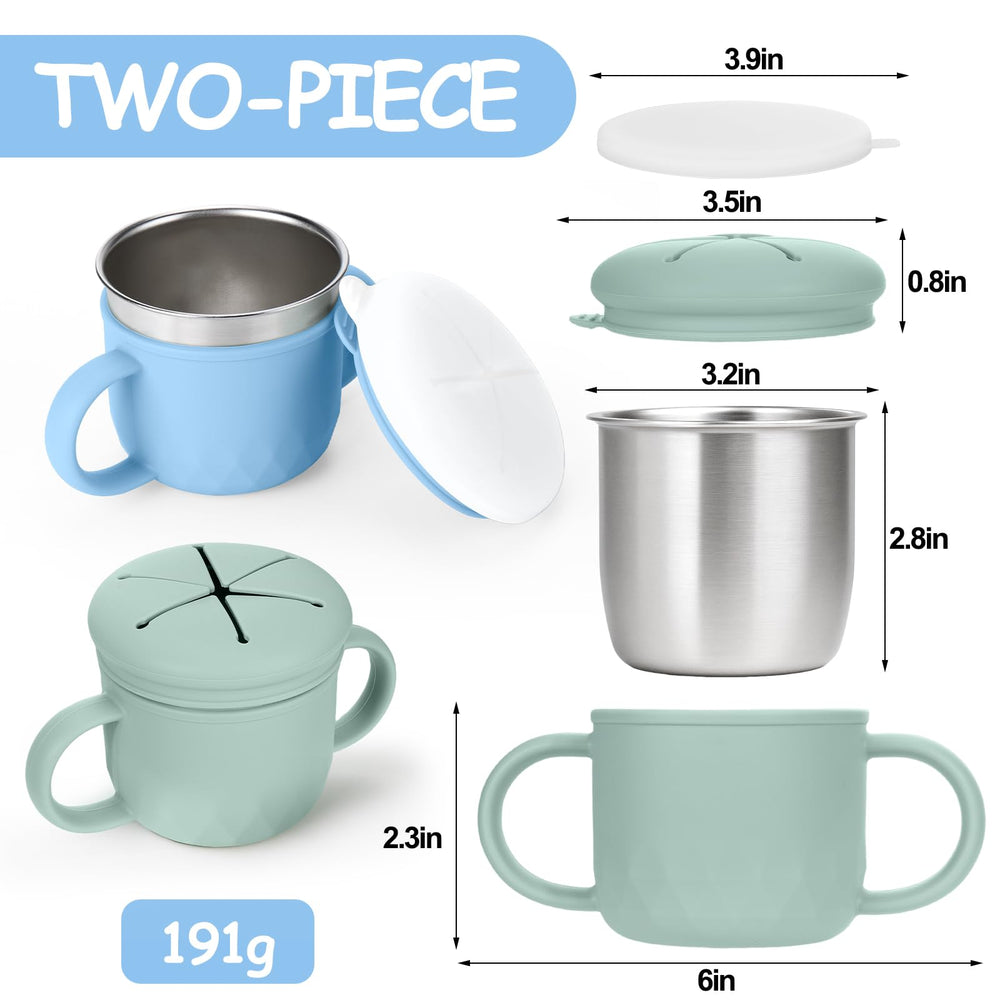 Mity Rain dishwasher-safe snack cups disassemble for easy cleaning