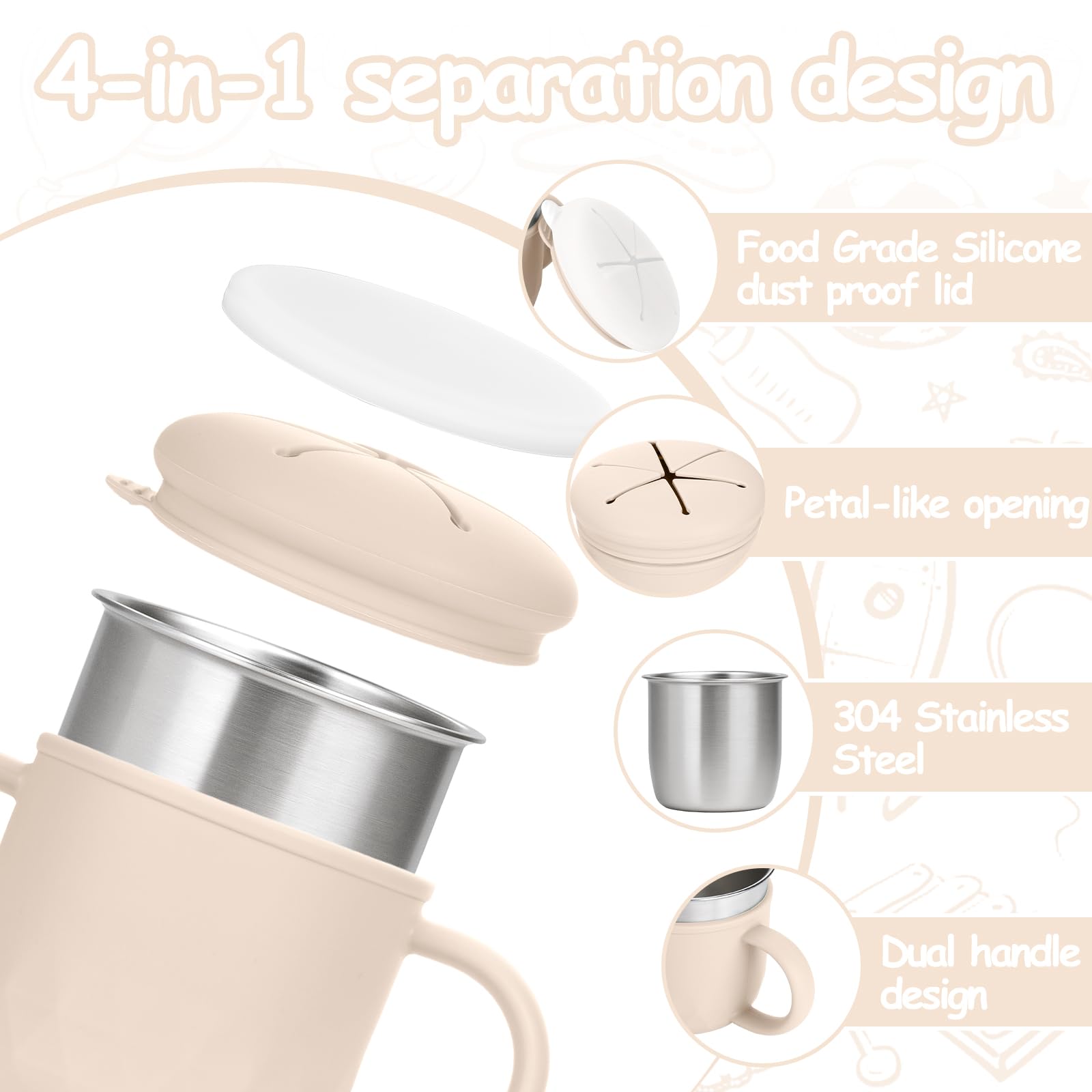 Mity rain dual-handles toddler snack cups for easy grip.