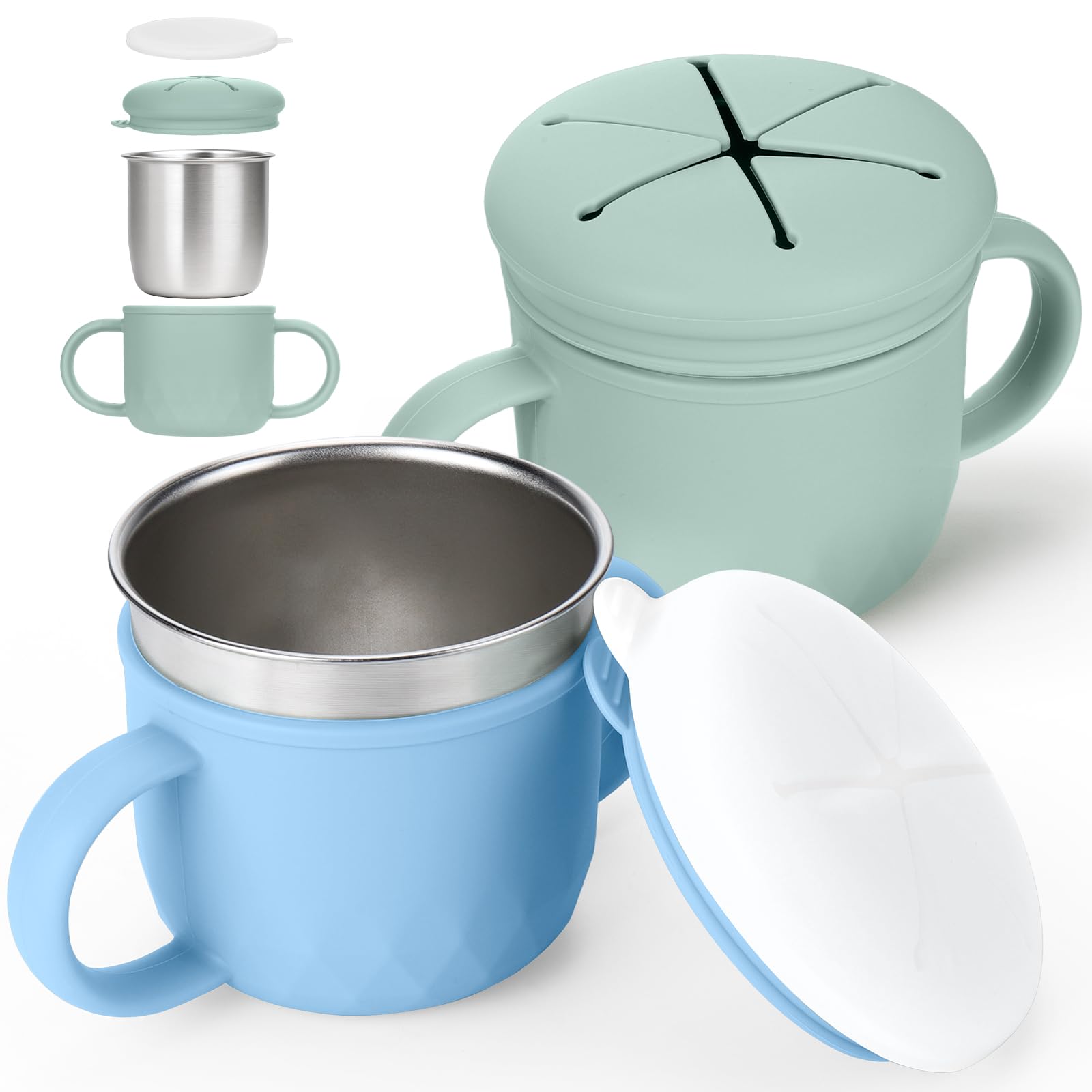 Mity Rain dual-lids snack cups show spill-proof design for mess-free snacking