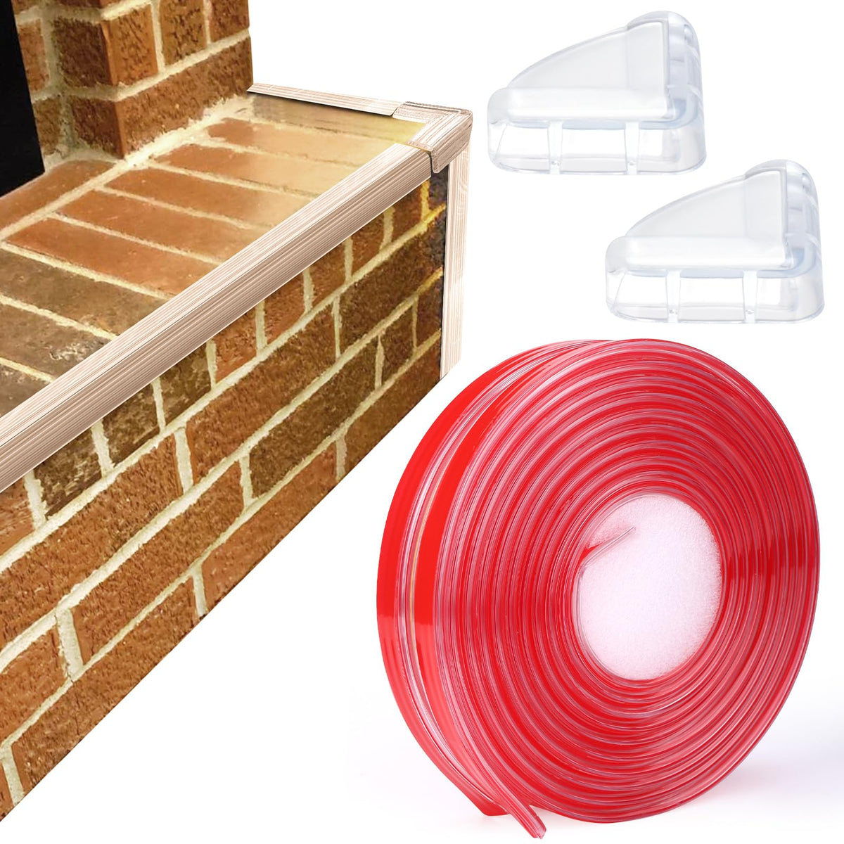 Mity Rain fireplace edge protector with dense honeycomb cushions cushions impact near play area