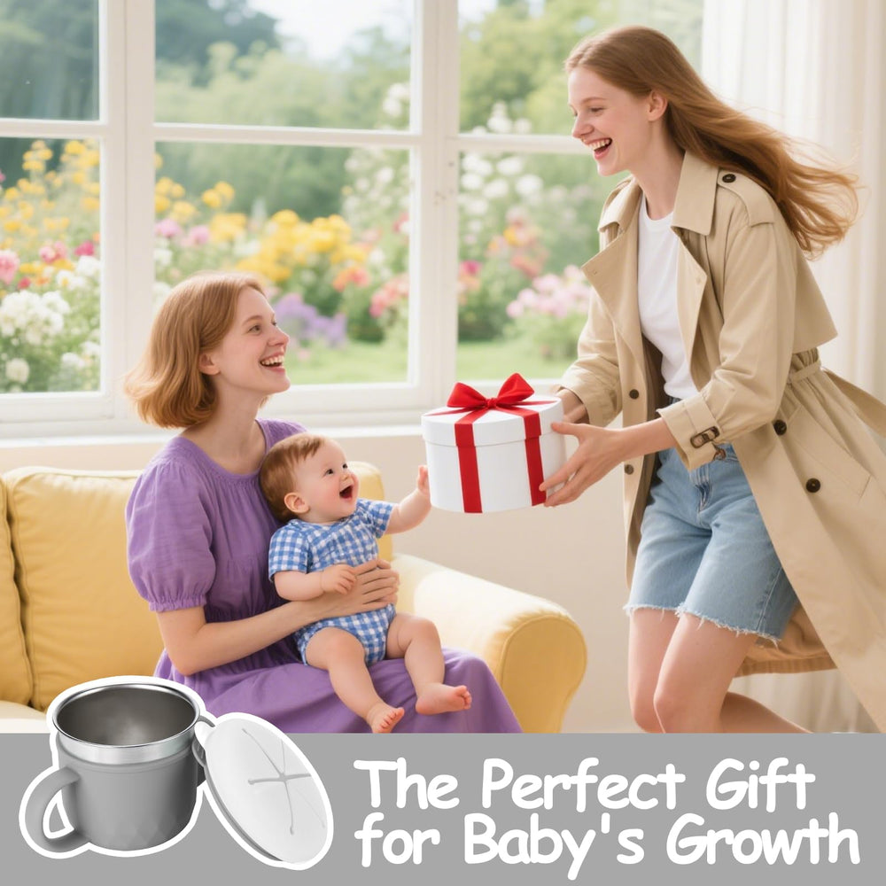 Mity Rain kids snacking with spill-proof design during use.