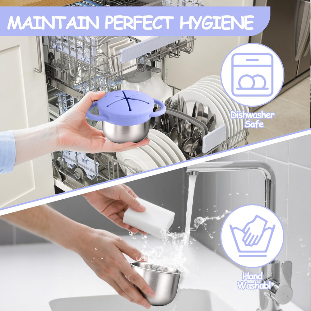 Mity Rain blue-purple set shown in use during school-day snack packing.