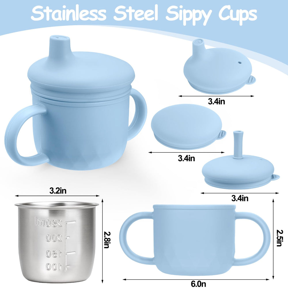 Mity Rain open training lid helps toddlers practice drinking at home.
